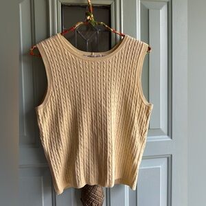 Sleeveless Light Yellow Knit Tank Top